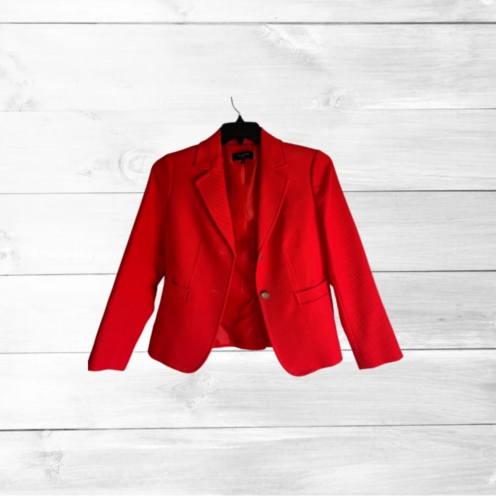 Talbots womens 6p orange red lined blazer two button